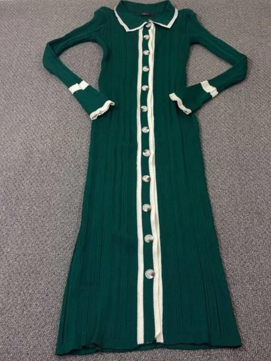 Micas Dress Womens Size XS Slim Narrow Maxi Green Four Foot Length Overall - Picture 1 of 6